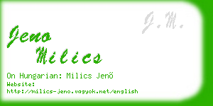 jeno milics business card