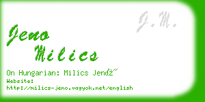 jeno milics business card